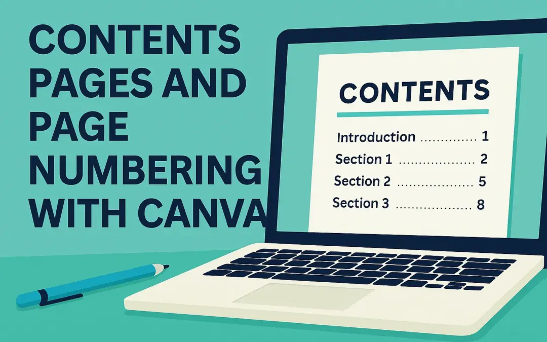 CONTENTS PAGES AND PAGE NUMBERING WITH CANVA